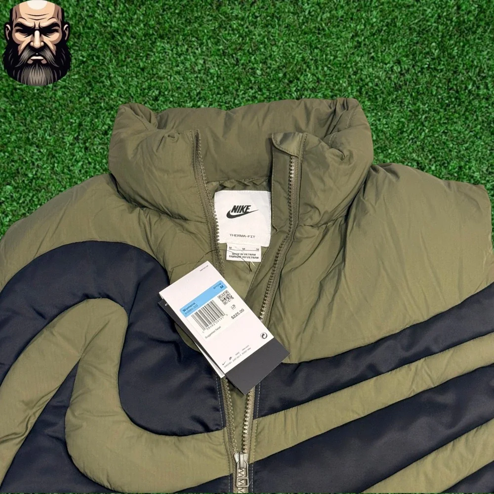 Nike Swoosh Series Down Vest IH3980-222 Olive Green Oversized Women's Size M